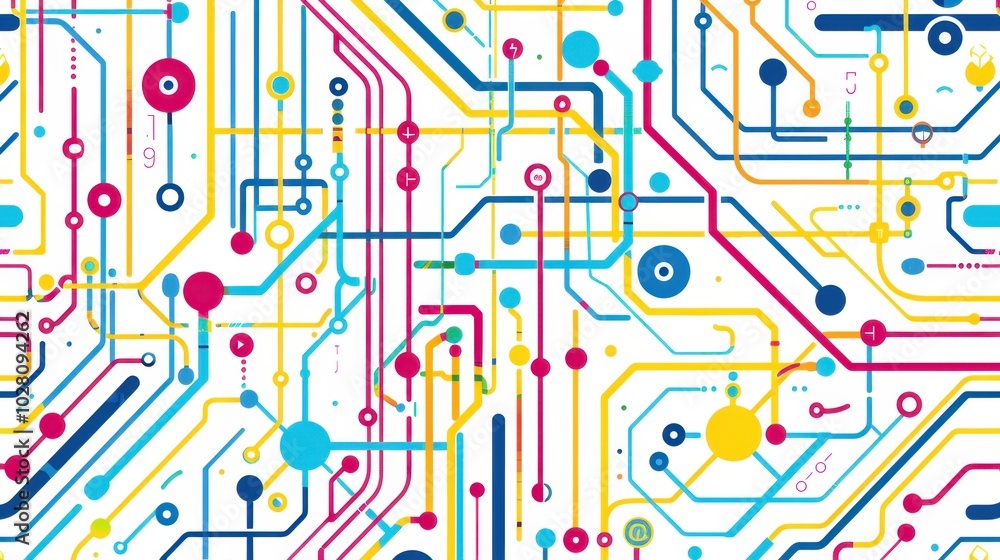 Poster colorful abstract circuit pattern design