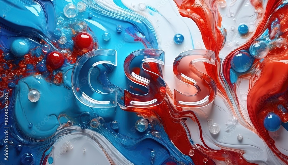 Poster colorful abstract design featuring css letters