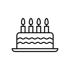 Birthday cake line icon. simple flat black trendy style linear illustration for web and app..eps