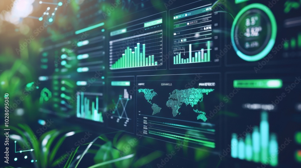 Aufkleber data visualization with nature elements background