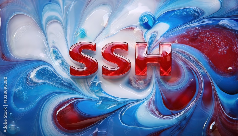 Poster ssh: secure shell protocol concept with colorful background
