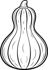 Line art Bottle gourd silhouette, vector icon illustration on black and white.