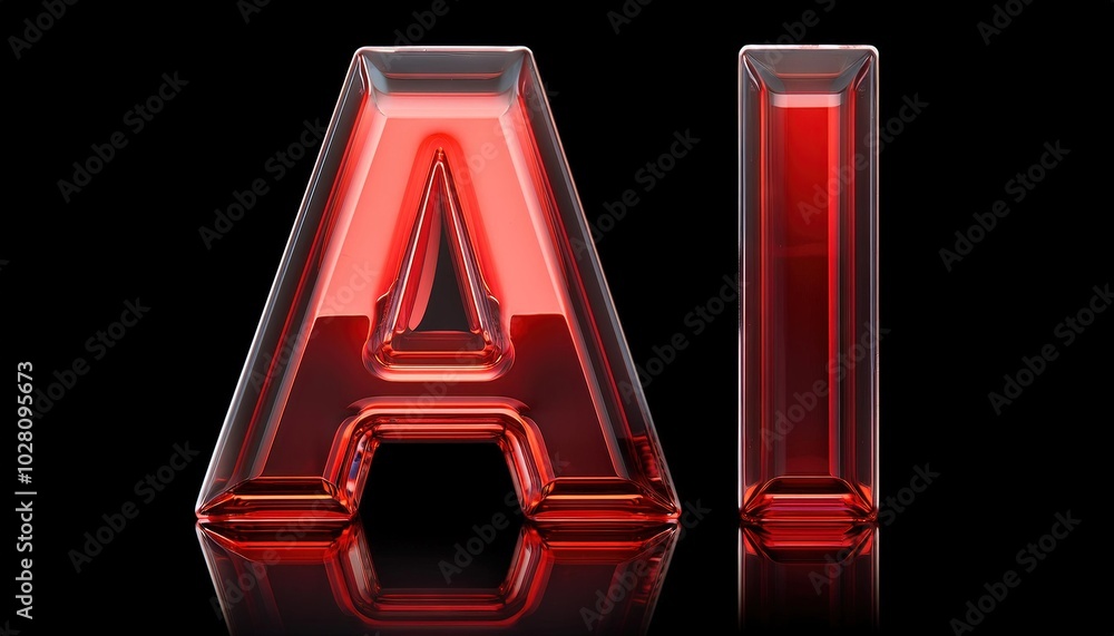Aufkleber artificial intelligence text in glossy red design