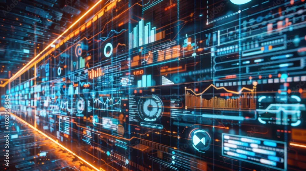 Poster Futuristic Data Visualization in Digital Environment