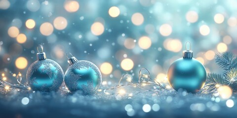 Silver background featuring abstract bokeh lights, enhancing the festive spirit of Christmas celebrations