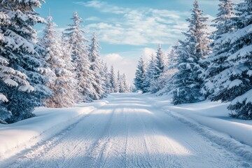 Snowy winter season background 