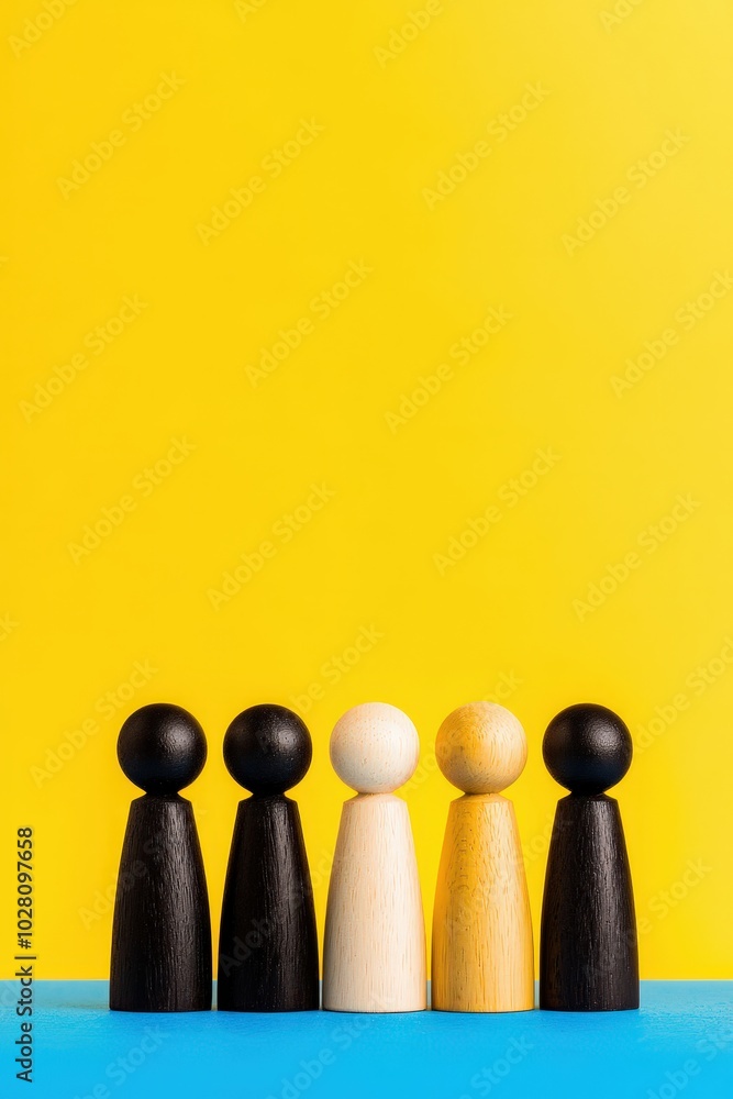 Poster converging shapes representing the fusion of skills and resources in a team