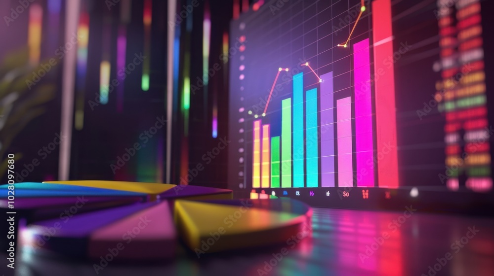 Poster colorful data visualization on digital display
