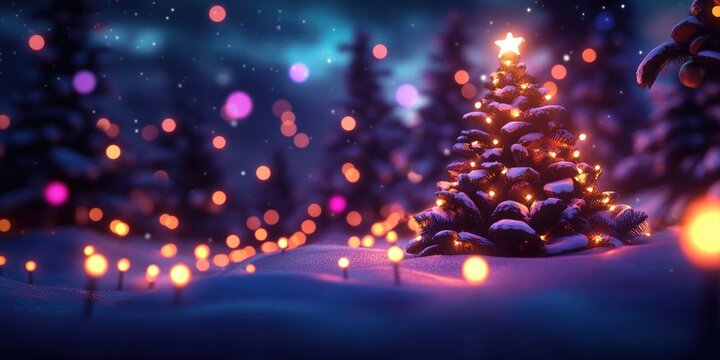 Dreamy Christmas background featuring soft bokeh lights, perfect for personalized holiday greetings