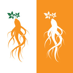Ginseng logo design template and symbol icon