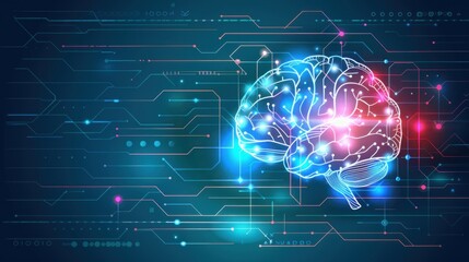 Fototapeta premium Conceptual Brain with Digital Technology Background