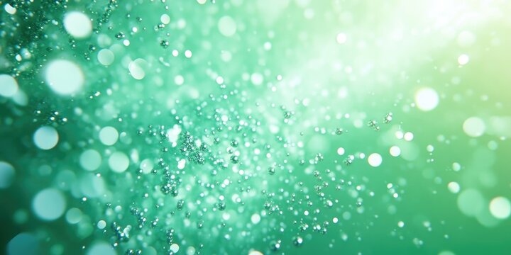 Light green festive Christmas abstract background with sparkling bokeh lights, perfect for holiday decor or website filling