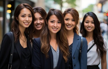フォーマルなイベントで微笑む若い女性たちのグループ