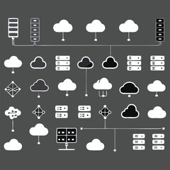 Set Icons about hosting and networks Vector illustration logo concept design