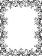 All these designs are hand-drawn and unique 
Flower Border is a Beautiful black and white illustration for adult coloring book,
This is a printable Beautiful Zentangle Coloring page for KDP Interior,