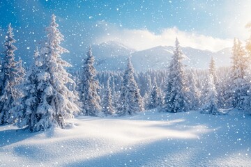 Fototapeta premium Snowy winter season background 
