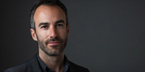 Fototapeta premium Confident Businessman Portrait Against Dark Background for Professional Use