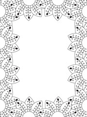 All these designs are hand-drawn and unique 
Flower Border is a Beautiful black and white illustration for adult coloring book,
This is a printable Beautiful Zentangle Coloring page for KDP Interior,