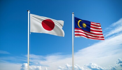 Fototapeta premium 日本の国旗とマレーシアの国旗(Japan flag & Malaysia flag.) 