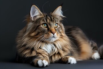 A close up of a cat laying on a table