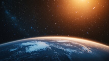 Obraz premium Earth’s atmosphere with glowing sun at horizon 