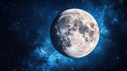 Fototapeta premium The moon’s surface with distant Earth in space