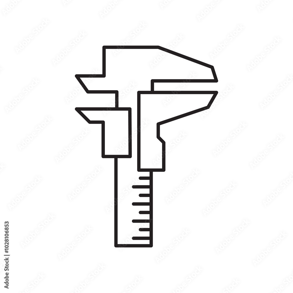 Poster caliper line icon, caliper work tool icon vector linear illustration for web and app..eps