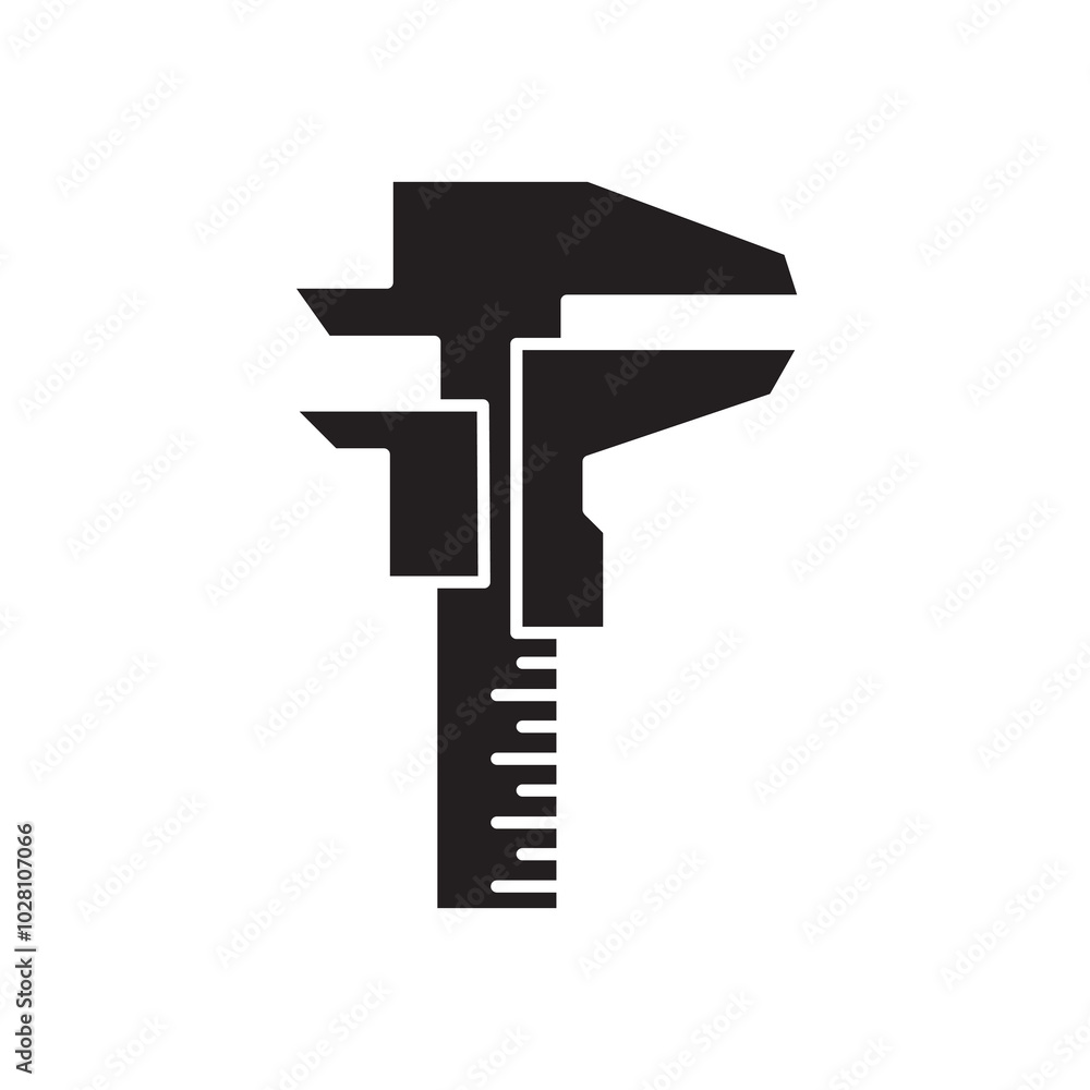 Poster caliper work tool icon vector, solid simple flat black illustration for web and app..eps