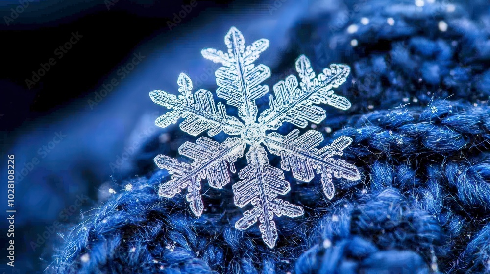 Poster intricate snowflake resting on a soft blue background