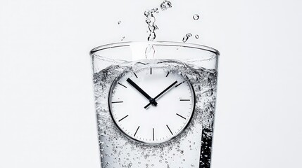 Time management through creative imagery of a clock submerged in water