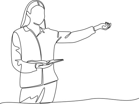 recommend clip art: Female teacher one line art vector