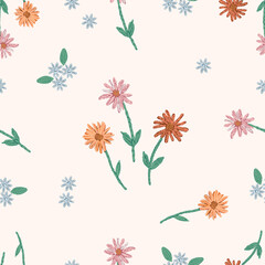 Pattern seamless flowers inspiration from embroidery .You can change the background color from the EPS file. © Walliya silachan