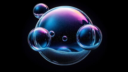 Colorful and intricate bubbles floating against a dark background