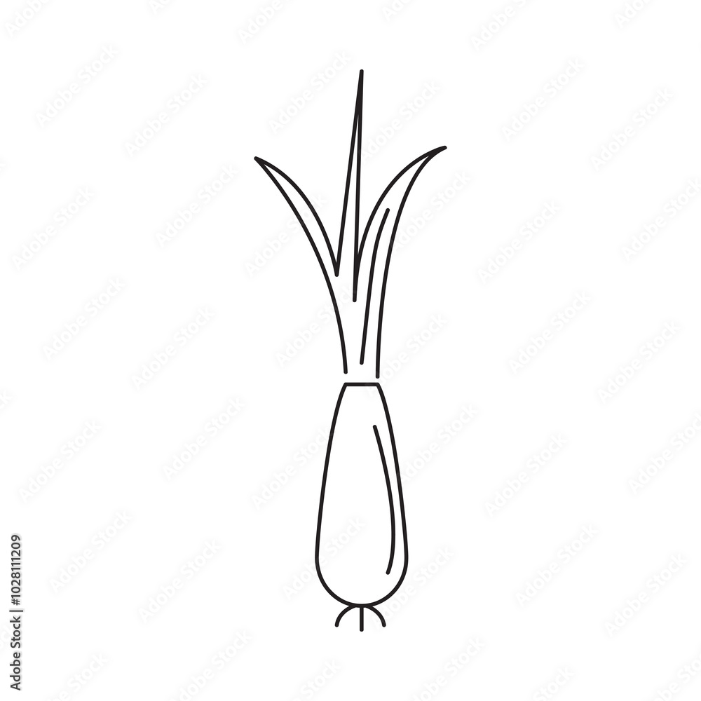Poster scallion outline icon. green onion simple line trendy style illustration for web and app..eps
