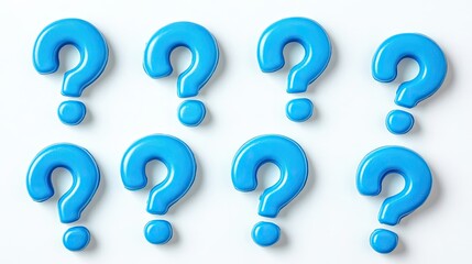 Blue Question Marks Arranged Neatly on a White Background for Inquiry Generative AI