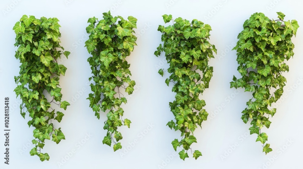 Poster climbing vines cascading down a wall in a modern indoor setting generative ai