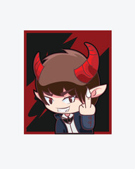 Illustration Vector Graphic Of Middle Finger From Devil Chibi Style