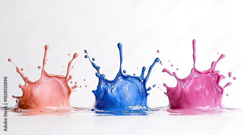 Aufkleber colorful splashes of paint on a white background in artistic display generative ai