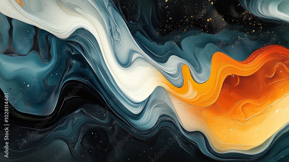 Fototapete an abstract digital painting with swirling colors and fluid shapes, evoking the idea of creativity f