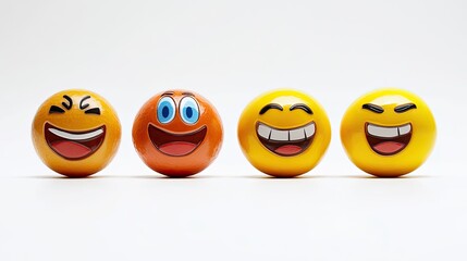 Colorful Emoji Faces Showing Various Emotions on White Generative AI
