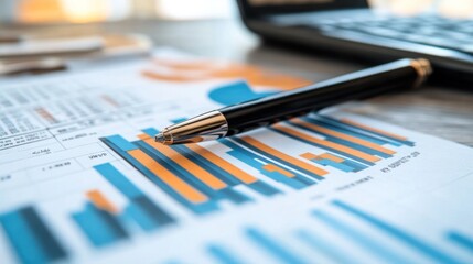 Fototapeta premium Long-term finance growth projections, depicting a detailed financial graph projecting future growth trends over the next 5-10 years, showing key factors influencing long-term financial performance.