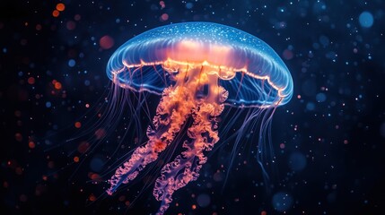 Naklejka premium Glowing Jellyfish Underwater
