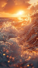 Golden Sunset Over the Ocean: A Tranquil Seascape