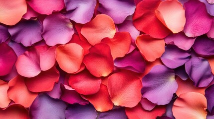 Fototapeta premium A beautiful arrangement of bright red and purple rose petals showcases their rich colors and delicate textures, ideal for special occasions