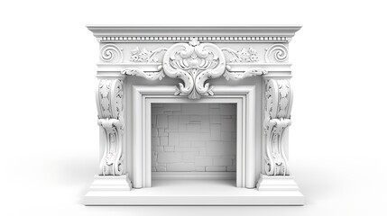 Fototapeta premium White classic fireplace isolated on white background
