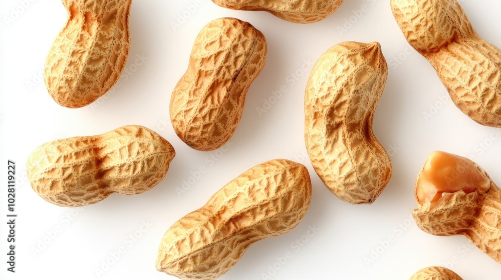 Poster scattered raw peanuts on a clean surface ready for snacking or cooking generative ai