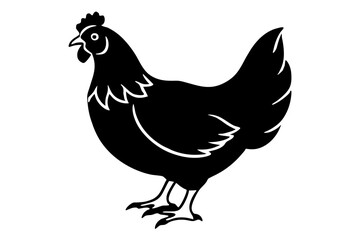 
Hen silhouette vector, Chicken hen silhouette isolated on white background