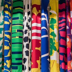 Set of seven varicolored banners, abstract headers with blots