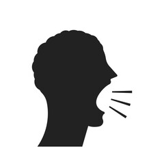 Isolated pictogram sign for do not yell, no shouting, do not noise sound, please silent