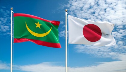 日本の国旗とモーリタニアの国旗(Japan flag & Mauritania flag.)
